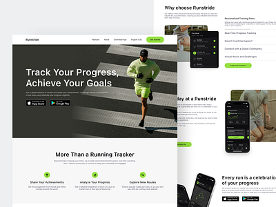 Running App Landing app clean design features fireart run ui ux