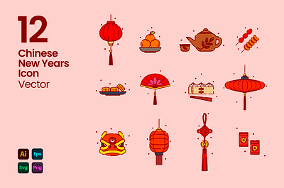 Chinese New Year Icons chinese design graphic design icons illustration vector