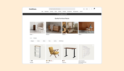 Marketplace E-commerce Furniture Design Web Filter Product Page decor ecommerce filter furniture header home japandi listing minimal product card product page quick sections ui web design website