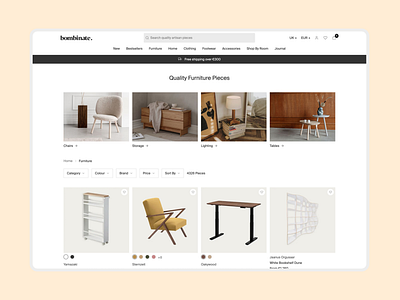 Marketplace E-commerce Furniture Design Web Filter Product Page decor ecommerce filter furniture header home japandi listing minimal product card product page quick sections ui web design website