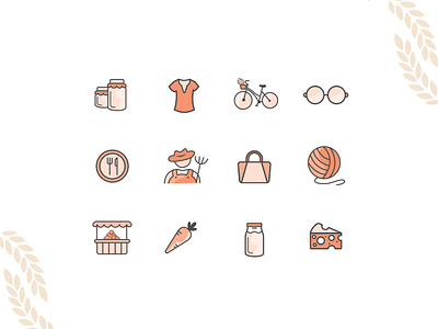 App Icon Set for a Harvesting App app app design branding design food fun glucode icons ui ux vector