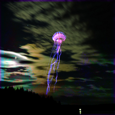 jellyfish aura album art design digital collage photography