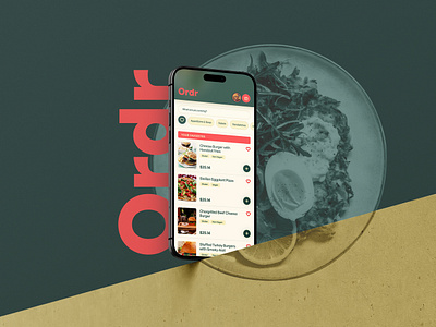 ORDR - Fictional Food Ordering App colors mobile app product design ui weekend project