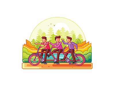 Teamwork Riding Illustration branding design graphic design illustration vector