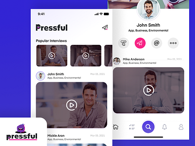 Pressful APP - Journalist Interview announce bookings broadcast feeds interviews journalist video interviews live media mobile app news notifications popular pressful social telecast updates