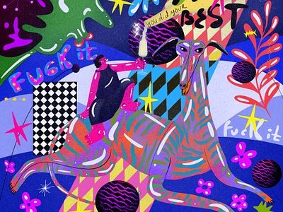 F*ck it 2dillustration abstract illustration acid acid art colorfull digitalart digitalartist dog dreamy surrealism trippy whippet woman