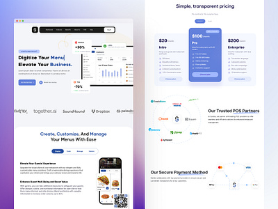 Landing page SaaS Garista's Digital Menu agency app branding desktop digitalmenu figma food homepage illustration menu mockup payment portfolio pos saas ui ux website