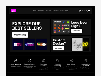 Neon Sign eCommerce Store Redesign branding landing page design product design ui ui design ux design web design