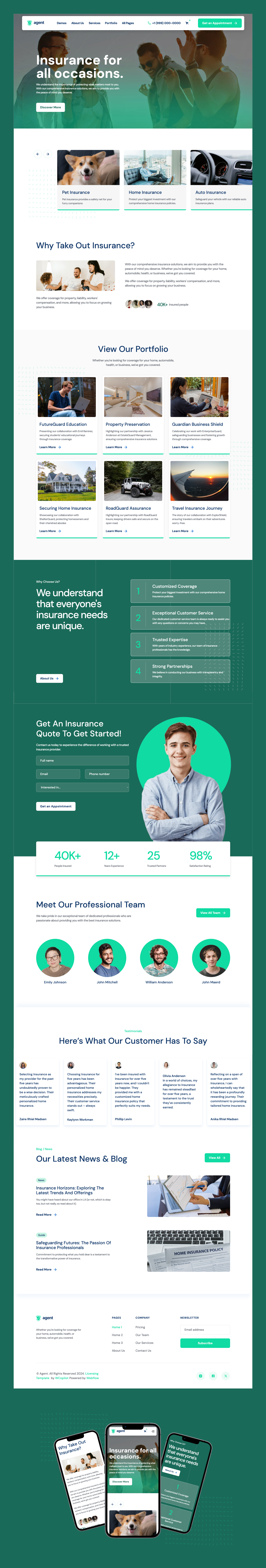 Agent figma design insurance insurance company professional template responsive design ui ui design webdesign webdesigner webflow webflow template webflow website website design