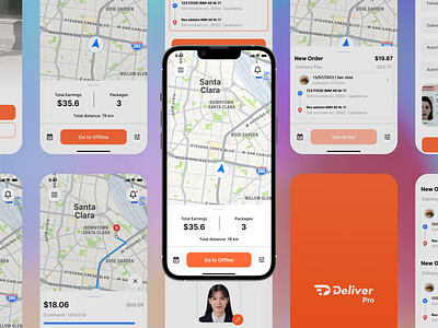 Streamlined Efficiency: My UI/UX Design for the Deliveryman App app delivery delivery man design desktop fastfood figma food foodapp homepage map order restaurant tracking ui user experience user interface ux website