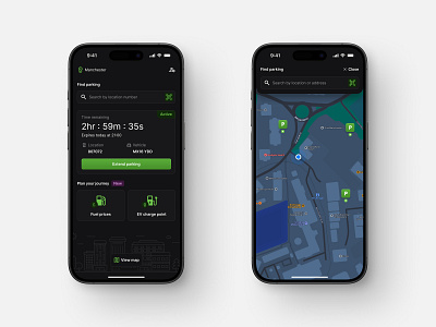 Car Park App UI app car clean concept dark mode design ios minimal parking ui ux