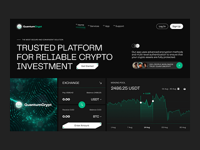 QuantumCrypt - Crypto website header bitcoin blockchain crypto crypto landing cryptocurrency design fintech landing page marketing platform saas token ui ui design visual design web3