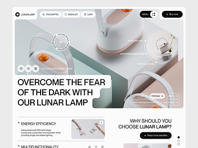 LUNARLAMP - Lamp Product Website creative design electronics energy homepage lamp landing page lunar lamp market product web products site ui website