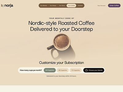 norja - Artisan Coffee Website Hero coffee design hero ui user interface website