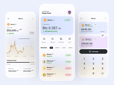 Crypto wallet banking app binance bitcoin blockchain clean ui creative design crypto trading cryptocurrency cryptowallet fintech minimal minimal design minimalistic design mobile app mobile design product design typography ui ui design ux