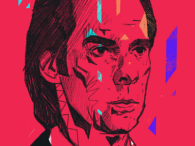 I'm transforming, I'm vibrating character illustrated portrait illustration illustrator music nick cave people portrait portrait illustrated portrait illustration procreate rockstar transforming