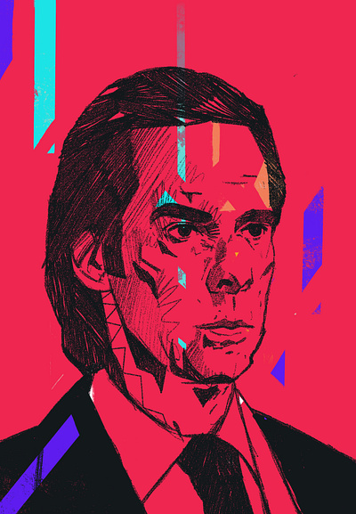 I'm transforming, I'm vibrating character illustrated portrait illustration illustrator music nick cave people portrait portrait illustrated portrait illustration procreate rockstar transforming