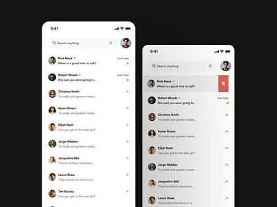 Delete message swipe feature on mobile app chatboxuiux chatflatdesignui chatuimobile deletedesignuiux flatdesign messagefeature swipefeaturemobile ui