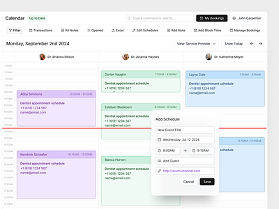 Appointment Scheduling Calendar agenda app appointment b2b booking calendar dashboard desktop interaction meeting product design project management saas scheduling software task time table ui ux web app