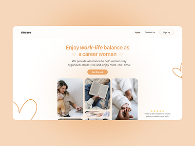 Sincere landing page - helping career women stay extra organized softcolorsdesign uiuxdesign womenorganizedproductdesign