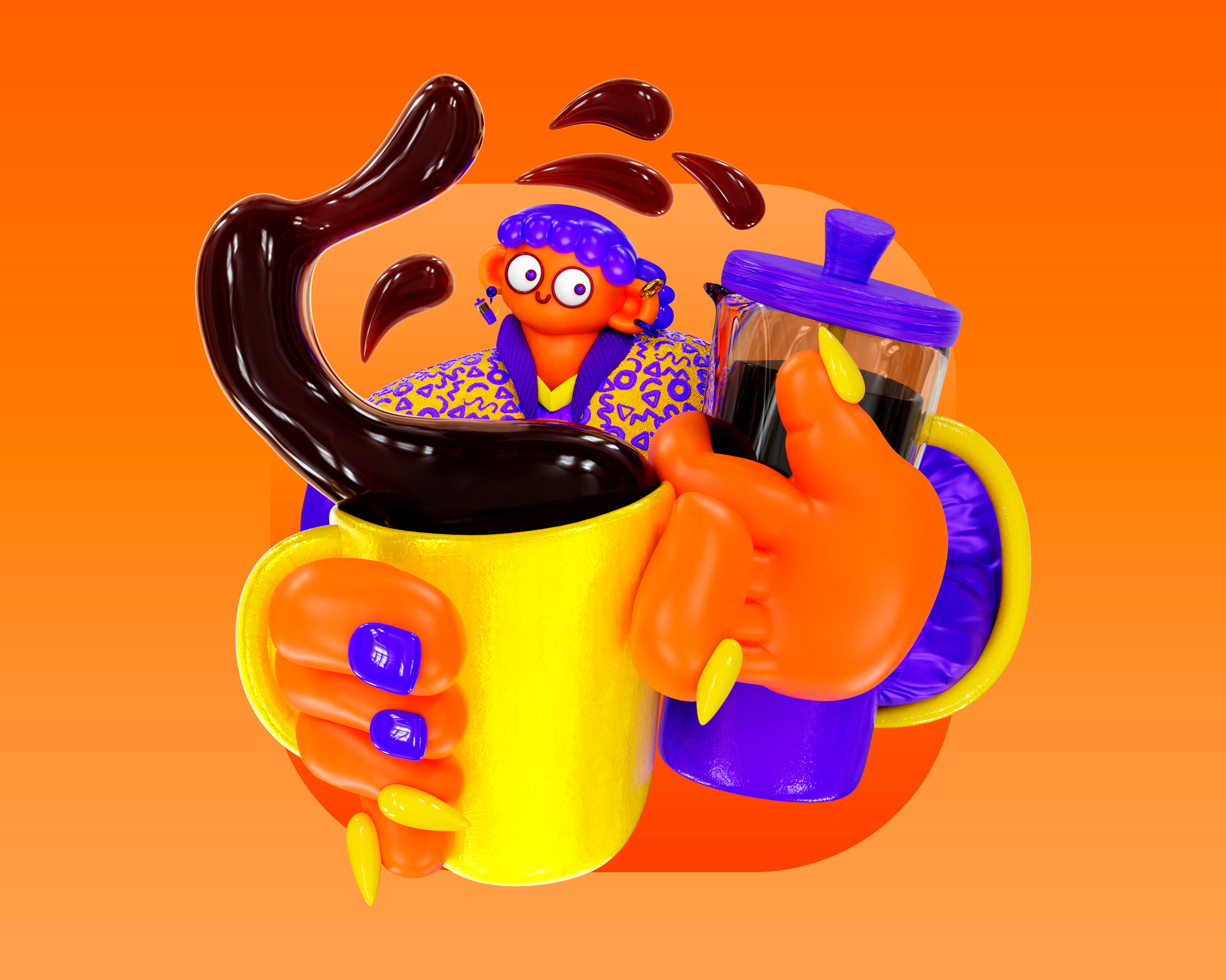 I LOVE COFFEE! 3d blender branding character design design fashion graphic design illustration logo ui