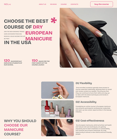 Landing Page for Manicure Course design development landing page ui ux web web design