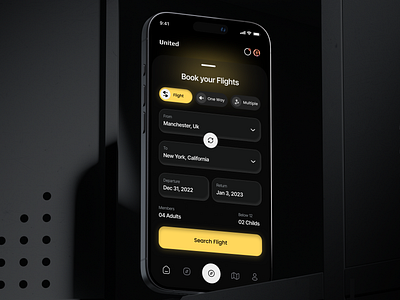 Flight Booking App app app concept app design booking app branding concept cool design dark version design flight booking mobile app seat booking trendy ui ui design uiux visual app visual design zayma