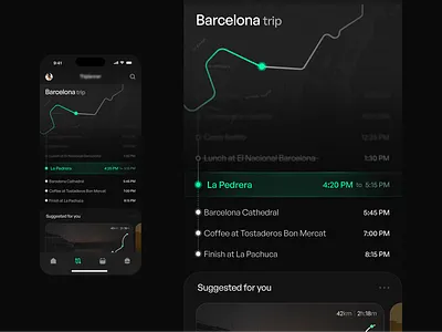 Trip Planner App app dark dark mode ios maps planner product design road route trip trip planner ui ux