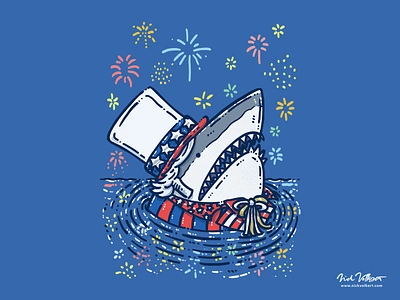 Freedom Shark america fireworks great white shark illustration illustrator independence day july shark summer uncle sam