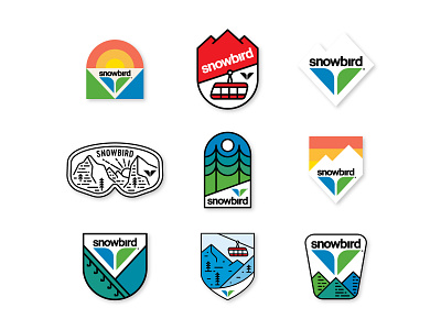 Snowbird Stickers badge board canyon goggles lift little cottonwood canyon mountain pine resort ski skier skiing snow snowbird sticker tram trees utah winter