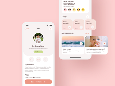 Mental health app design figma health mental health mobile app pink ui ui design ux