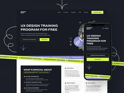 Landing Page for UX Design School branding design figma ui ux web