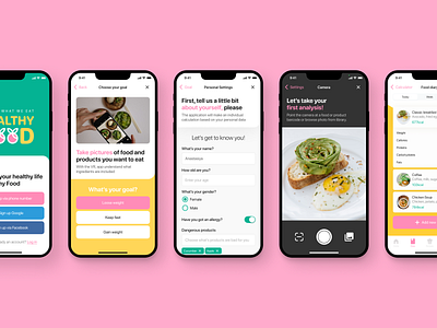 Healthy Food App app design figma form pink ui