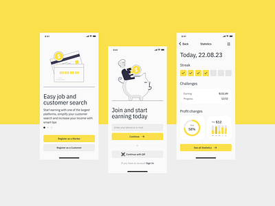 App for gig economy workers app design figma ui