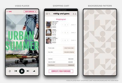 VIDEO PLAYER #057 SHOPPING CART #058 BACKGROUND PATTERN #059 branding dailyui logo ui