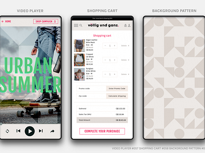 VIDEO PLAYER #057 SHOPPING CART #058 BACKGROUND PATTERN #059 branding dailyui logo ui