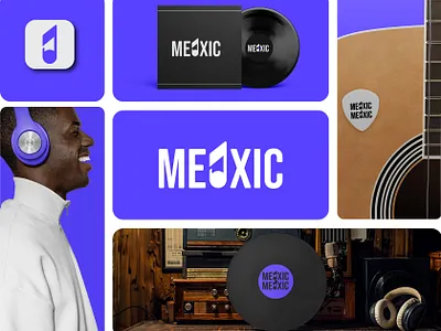 MEUXIC Lettermark, Abstract Logo for Music Brand abstract logo brand identity logo brand logo branding budjet logo design expensive logo flim logo font logo graphic design illustration lettermark logo logo logo design music brand logo music logo music logo design music recording logo muxic typography