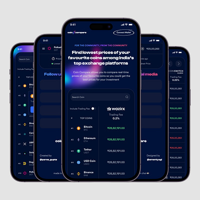 🌐 Coin Compare — Crypto Price Comparison Platform 🌐 crypto dark dashboard exchange trading ui web3