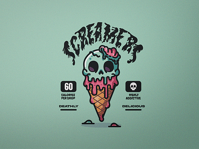 Screamers branding character design creepy death delicious graphic design halloween horror ice cream logo scream skull zombie