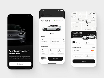 Car Rental App 🚙 app car rent car rental app cars design graphic design mobile app mobile app design modern ui tesla ui uiux ux