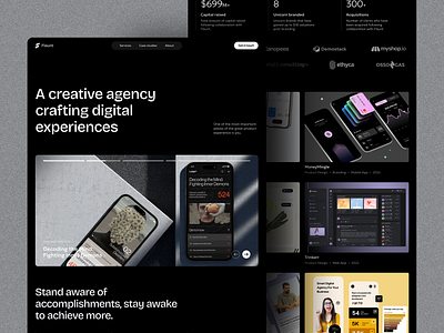 Flaunt – Landing Page For A Design Agency (Dark Mode) design design agency product design ui uiux design ux