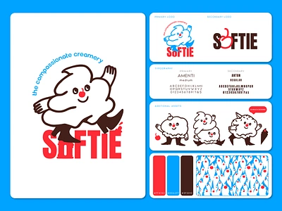 Softie - The Compassionate Creamery branding cruelty free ice cream illustration logo mascot plant based soft serve vegan