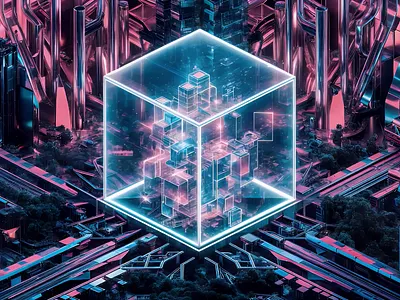 Blank High Tech Blue Cube Animated For Social Media 3d animation branding graphic design logo motion graphics