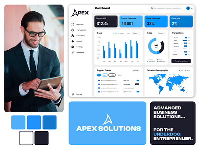 Apex Solutions - Branding + SaaS Product Mockup branding business design graphic design logo saas ui ux vector