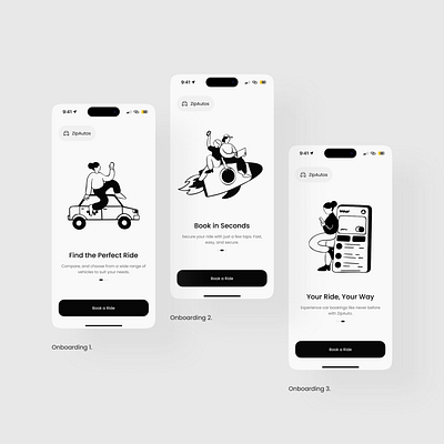 ZipAuto: Ride booking service mobile app app design figma ui uiux ux