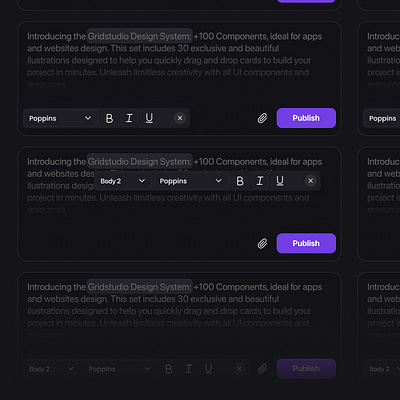 Rich text editor / WYSIWYG toolbar (Dark version) figma rich editor text box text editor ui ui design wysiwyg toolbar (dark version)