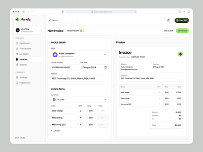 Monefy - Invoice Details animation barly clean dashboard design designer finance financial invoice motion graphics paypal ui uidesign ux uxdesign uxerflow web web app website wise