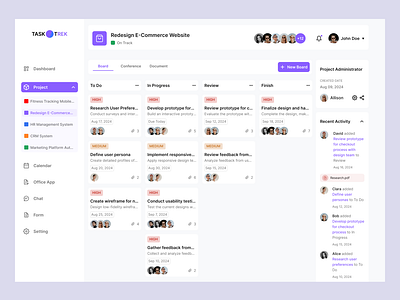 TaskTrek - Project Management: Board dashboard project management ui ux