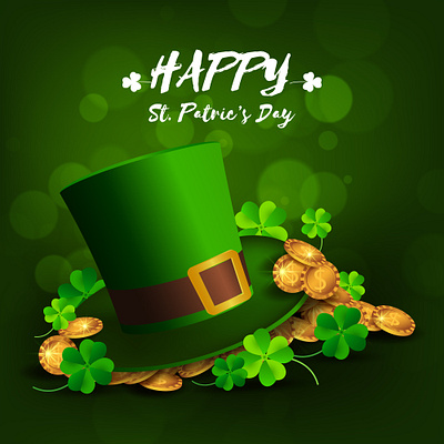 St. Patric's Day illustration beer bokeh design gold graphic illustrator green green hat illustration st patrics st.patrics day st.patrics hat vector