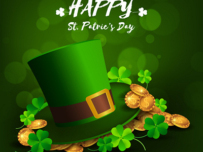 St. Patric's Day illustration beer bokeh design gold graphic illustrator green green hat illustration st patrics st.patrics day st.patrics hat vector